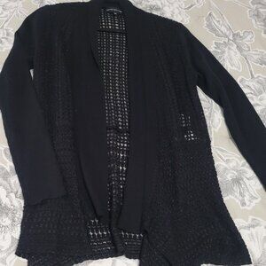 Jones New York Wool Blend Dressy Black Open Cardigan Size Small EUC